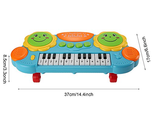 Funmily Baby Piano Play Keyboard Drums Educational Musical Toys with Light (Blue) - Thumbnail 4
