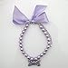 PETFAVORITES Fancy Pearls Crystal Dog Necklace Jewelry with Bling Rhinestones Big Bone Charm for Pets Cats Small Dogs Girl Teacup Chihuahua Yorkie Clothes Costume Outfits (Purple, 8 to 10-Inch)