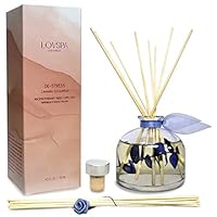 LOVSPA Lavender & Eucalyptus Scented Sticks Reed Diffuser Oil Gift Set | DE-Stress Scented Sticks | Relaxing Blend of Woody Lavender, Sage, Eucalyptus & Rosemary Essential Oils