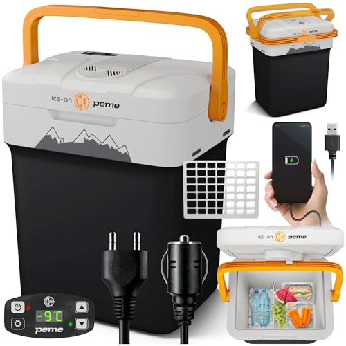peme Car Electric Cool Box for Camping Fridge Electric Freezer Large Car Fridge Cool Box Cooler Freezer Box with Power Socket Car Fridge Freezer Box 12V 220 240V 25.7L - Essential