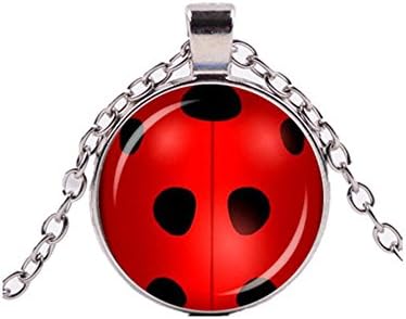 FSBBUT Little Miraculous Ladybug Pendant Girls Necklace Children's Birthday Gift (Silver)