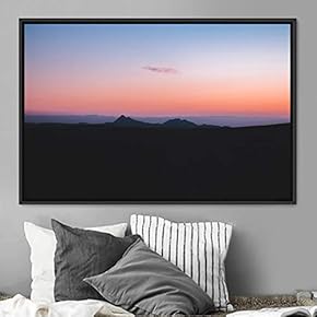 signwin Framed Canvas Wall Art Orange Sunset Abstract...