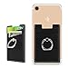 BIBERCAS Phone Card Holder with Ring Grip Stand,Adhesive Stick-on Wallet Credit Card Holder for Back of Phone,Leather Card Wallet Pocket Work with Magnetic Car Mount Holder (Black)