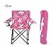 Emily Rose Kid's Camp Chair | Pink and White Flower Child's Squad Folding Outdoor Lawn Beach Chair with Cup Holder and Carry Case