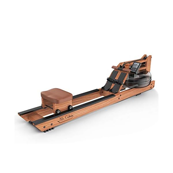 Mr. Captain Rowing Machine for Home Use,Water Resistance Natural Wood Rower with Bluetooth Monitor