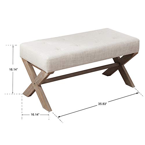 chairus Fabric Upholstered Entryway Bench Seat, 36 inch Bedroom Bench Seat with XShaped Wood