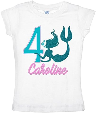 NanyCrafts' PERSONALIZED Mermaid Birthday Glitter Girl's Shirt