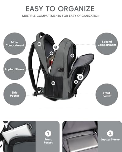 Amythe School Backpack for Teenagers, School Backpacks for Youth 10-18 Years with Various Compartments, Large Waterproof Backpacks for Viagem & School, grey, Daypack Backpacks