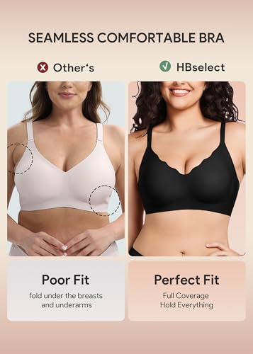 HBselect Jelly Bras for Women No Underwire 3PCS Comfort Wireless Push Up Bras Seamless Scalloped Lift Everyday Bralettes