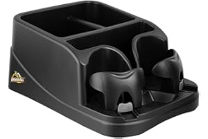 Armor All Car Console Organizer, Car Seat Organizer with 2 Adjustable Cup Holders, 3 Large Storage Compartments, Seatbelt for Secure Hold, Vehicle Middle Seat Organizer for Cars, Trucks, Minivans
