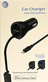 AT&T 4903G 3.4 Amp MFI Lightning Rapid Car Charger with Smart LED Charge Indicator for iPhone 8/7/X/SE/6s/6 Plus/6s Plus/7 Plus/8 Plus - Retail Packaging - Black