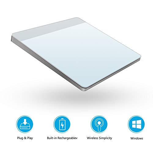 Wireless Trackpad Touchpad, VOGEK Rechargeable Trackpad with Multi-Touch Navigation Support Windows 7 Windows 10 on Laptop/Notebook/Desktop Computer (2.4GHz) (White Grey) (White) - Thumbnail 4