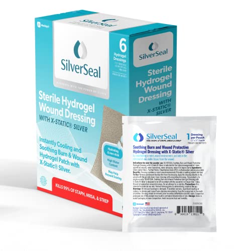 SilverSeal Burn and Wound Dressing, Hydrogel Pads with XStatic Silver, Soothing, Moist