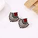 super Blackzone Lovely Girl Daily Makeup Women Vintage Ethnic Style Rhinestone Earrings Fan-Shaped Bohemian Ear Stud Gift