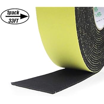 Foam Weather stripping Insulation Tape Adhesive-For door seal, Windows Waterproof, Plumbing, HVAC, Pipes, Cooling, Air Conditioning, Automotive Weather Strip, Craft Ta (1 Roll, 33 Ft- 1/8