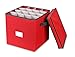 Primode Christmas Ornament Storage Box, 4 Individual Trays Xmas Storage Container, Fits 64 Ornaments Decoration Balls, Constructed of Durable Polyester Material (Red)