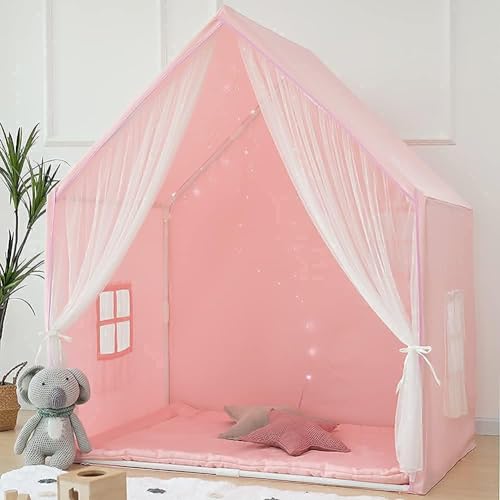Kids Play Tent,Large Playhouse Tent Indoor, Play House Kids Tent Castle Tent for Girls Boys, Play Cottage (pink)
