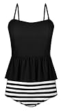 AnniBlue Women’s Falbala Swimsuit Ruffles Top Two Piece Tankini