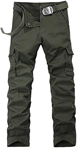 METERDE Men's High Quality Cotton Army Baggy Cargo Pants 34 Black Green