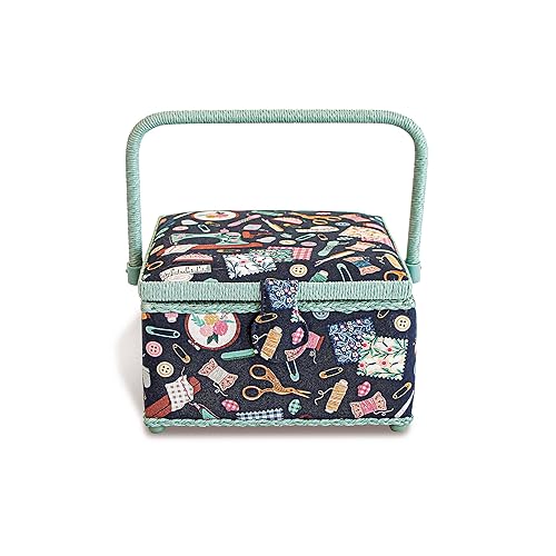 Prym 612063 Sewing Basket Cotton Navy 230 x 230 x 140 mm