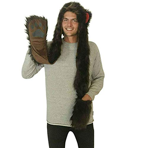 Animal Hoodie Faux FUR Brown Hat 