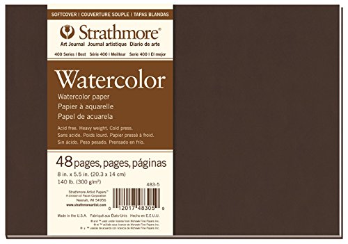 Strathmore 483-5 400 Series Softcover Watercolor Art Journal, 8"x5.5" 24 Sheets