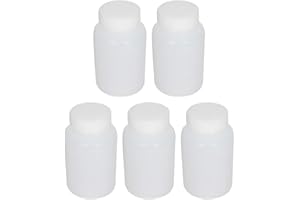 Bettomshin 5Pcs 100ml PE Plastic(Food Grade) Bottles, Wide Mouth Lab Reagent Bottle Liquid/Solid Sample Seal Sample Storage Container with Graduated Scale