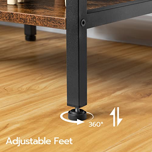 3 Tier TV Stand Table for Living Room, 140 cm TV Shelf for up to 40-65 Inch, TV Unit with Charging Station, Industrial TV Entertainment Center with Open Shelves for Bedroom, Rustic Brown EBF40KDS01