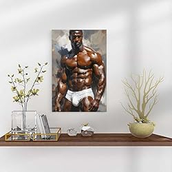 HMLZSJ Nude Muscle Male Torso Portrait Art Gay