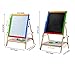 YARMOSHI My First Wooden Drawing Board Easel Double Sided Adjustable | Chalk Blackboard & White Dry Erase Surface, Magnetic Sponge, Marker Pens, Chalks & Bottom Tray | Learning Play for Toddlers!