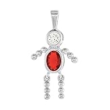 Sterling Silver Birthstone Charm July Baby Brat Boy Ruby Color Cubic Zirconia