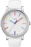 Timex Unisex Heritage T2N791 White Leather Quartz Watch with White Dial