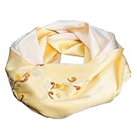 MSchunou Exquisite and Stylish Hand-Embroidered Auspicious Silk Silk Scarf, 100% Silk, Vivid and Feminine, Silky Texture, Ladies Silk Scarf, All Seasons (Color : Gold)