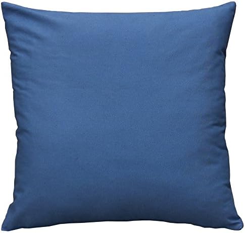 Mosong Cotton Linen Square Decorative Throw Pillow Case Cushion Cover , 18"x 18" (Dark Blue)
