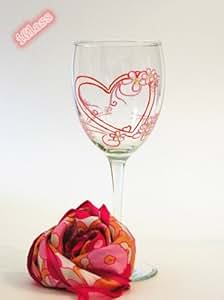 Amazon.com | Hand Painted Wine Glass Best Valentine's Day ...