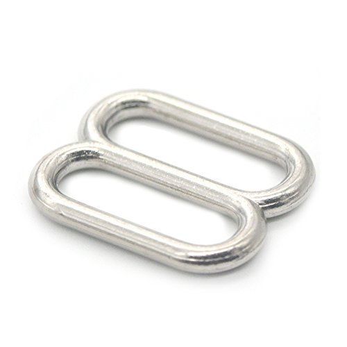 Fujiyuan 20 pcs 20mm Widemouth Alloy Round Triglides D Ring Webbing Slides Leather Strap Bag Nickel