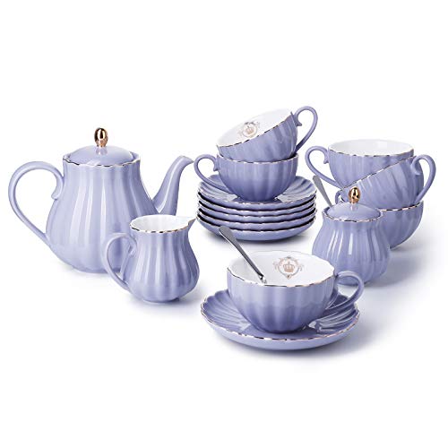 Amazingware Porcelain Tea Set Tea Cup and Saucer Set Service for 6