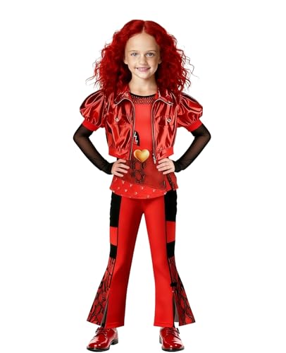 ACLGCSU Red Costume for Girls, 4PCS Kids Rise of Red Costume Halloween Cosplay Party (with Wig) at Amazon