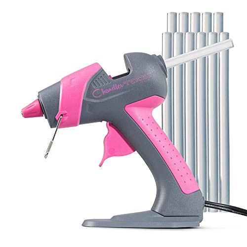Chandler Tool Mini Glue Gun - 25 Watt Mini Size High Temp Hot Melt Mini Glue Gun Kit with 12 Pcs Mini Hot Glue Sticks, Patented Base Stand &, for Arts & Crafts, DIY & More (Pink) - Thumbnail 6