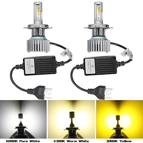 H4 9003 HB2 LED Headlight Bulb Hi/Low Beam 3 Color Canbus Conversion Kit Adjustable Beam Extremely Bright For Car Vehicles Truck Replacement(Pack of 2) - Thumbnail 3