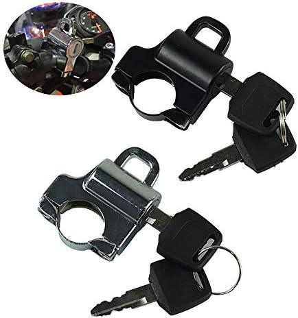 Motorbikes Acessories Univesal Motorcycle Helmet Lock Motorbike Hanging Hook Keys Set Aluminum Chrome/Black For 7/8" 22mm Handle Bar Accessories (Color : Black)