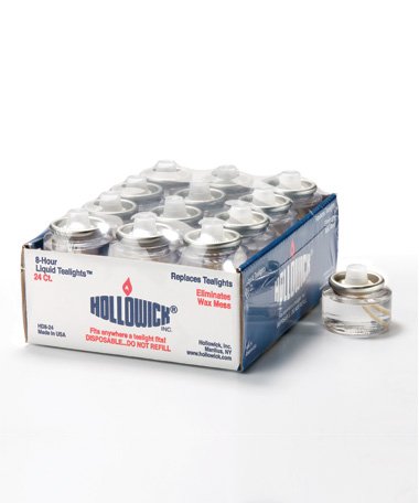 D'light Online HD8 Shelf Pack Disposable 8 Hours Liquid Tealight Fuel Cell Clear Disposable Liquid Paraffin (Set of 24)