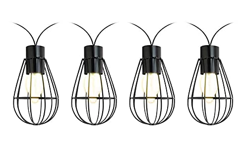 Solar Geometric Metal Cage 8 Bulb String Lights