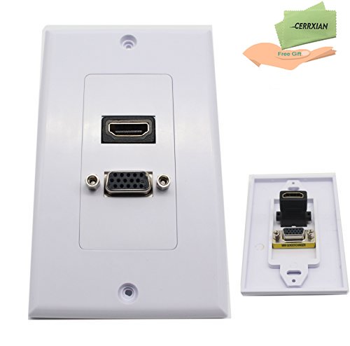 Lemeng New design Gold plated HDMI VGA Component Composite Audio Video Wall Face Plate Panel-White