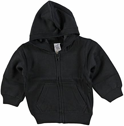 Kiddy Kats Baby Hooded Sweatshirt Cotton Full Zipper Infant Hoodie with Kangaroo Muff Pockets Black, 6 Months