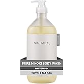 NINEMILA Pure Hinoki Body Wash, White Musk, 1000ml(33.8 fl oz) Family Size – Gentle Daily Body Cleanser for a Calm, Spa-Like Shower Experience