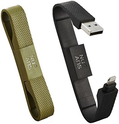 NuAns [BANDWIRE] MFi lightning Cable, Tangle-Free Flat, Key-chain type 6" short Lightning for iPhone &amp; iPad, Khaki - Reddot Design Award, iF Design Award &amp; Good Design Award | Under $25, Gift