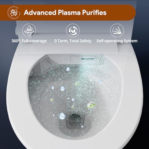 Uncle Brown ST12U Smart Toilet, ADA Height Bidet Toilet with Auto Open & Close Lid, 1000g MaP Flush Score, Foam Shield, PlasmaClean Technology, Hygienic Water Cleanse, Heated Seat & Warm Air Dryer