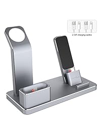 Soporte de carga para Apple Watch, UMTELE 4 en 1, estación de carga de aluminio para Apple Watch Series 1 Series 2 Series 3, iPhone 7 7s 6 6s, Airpods (modo de soporte de mesa), Gris (Space Grey)