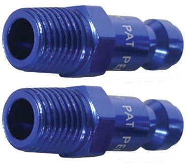 20 Pack Legacy A72440C-2PK ColorConnex Blue Type C Automotive 1/4" Body x 1/4" Male NPT Quick-Disconnect Plug - Carded (CP1) - 2 per Package